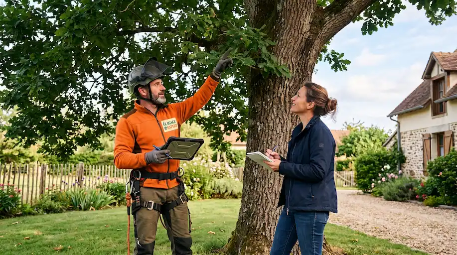Arboriste, élagueur entrain de réaliser un devis personnalisé